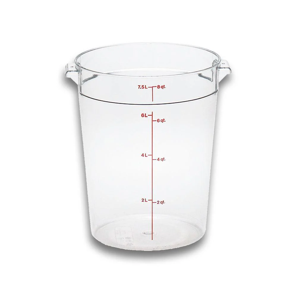 Rhino CALEDONIA REPORE-8 Recipiente de policarbonato graduado redondo, capacidad de 8 qt.