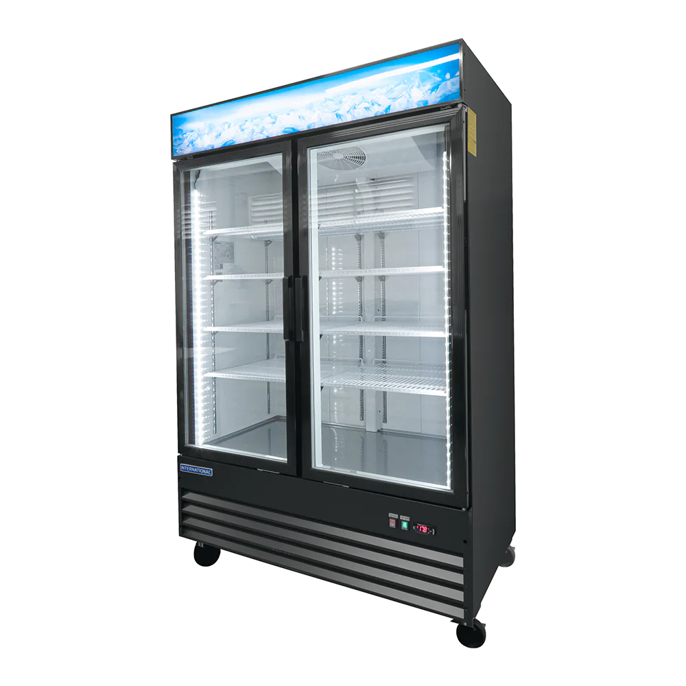 International INT/RV-2PV-AI Refrigerador Vertical, 2 Puertas de Vidrio