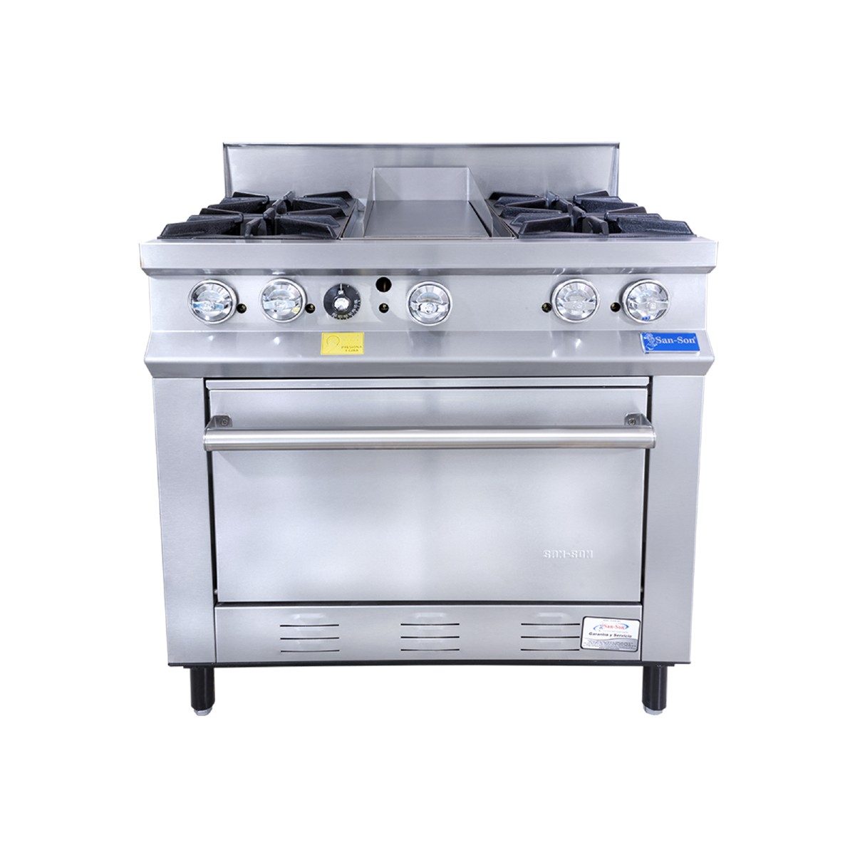 San-Son SSE4QP Estufa de 4 Quemadores y Plancha de Hierro Fundido